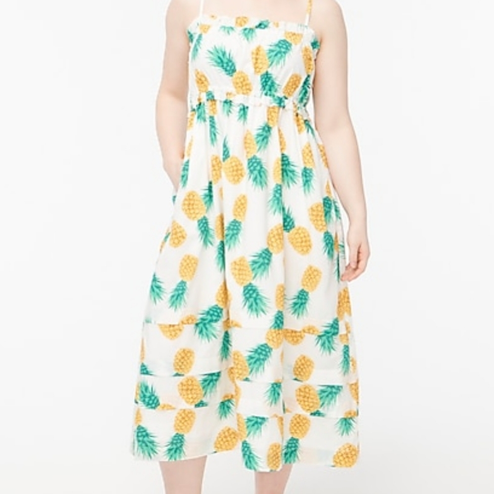 J CREW PINAPPLE SQUARENECK SIZE 14 RUFFLE MAXI DRESS - Picture 5 of 5